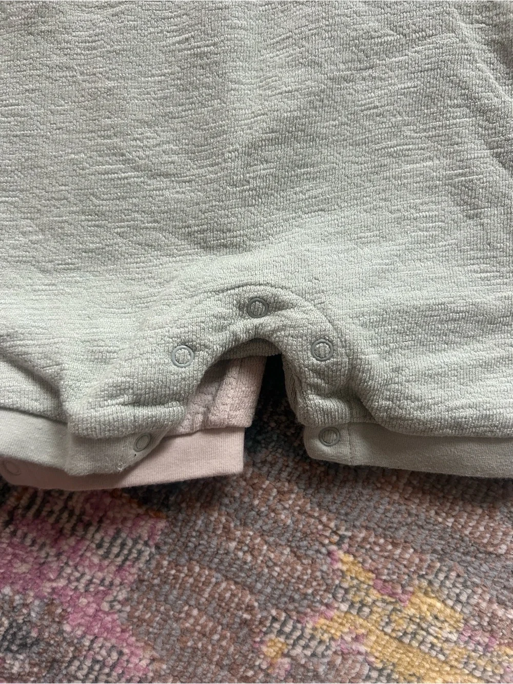 Soft Knit Sleeveless One-Piece Romper in Sage and Blush - Unbranded
